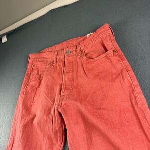 Levis 501 Jeans Men's 33x36 (Fits 32x34) Red White Oak Button Fly Straight Leg